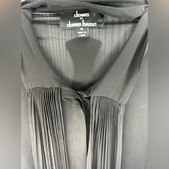 Women’s Dennis Basso Black Polyester Long Sleeve Buttons Down Blouse Designer 10 - Picture 3 of 4